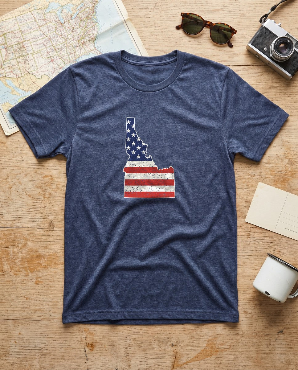 Idaho American Flag Map T-Shirt (photo)