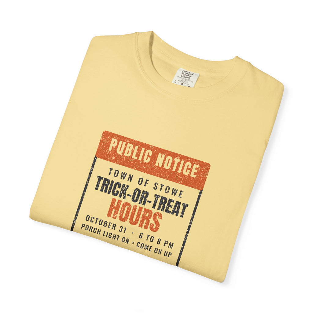 Stowe Vermont Trick-or-Treat Hours Notice T-Shirt