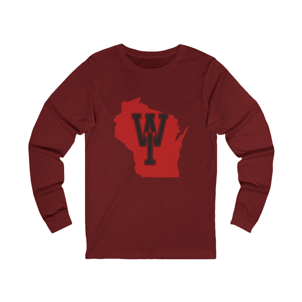 Wisconsin Varsity Monogram Map Long Sleeve Tee