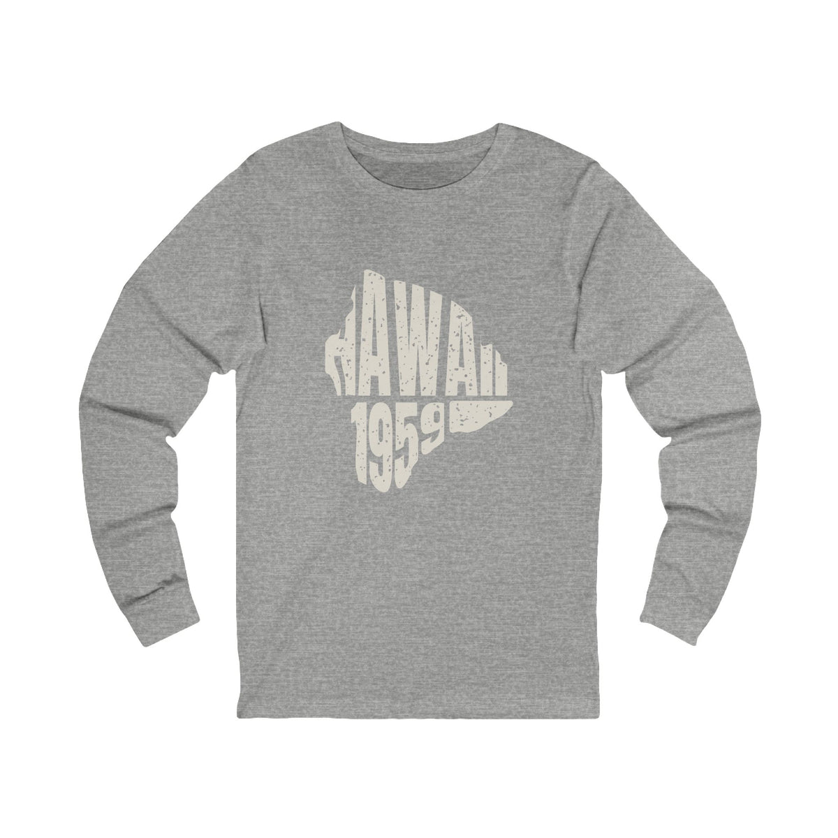 Hawaii Vintage Letters Map Long Sleeve Tee