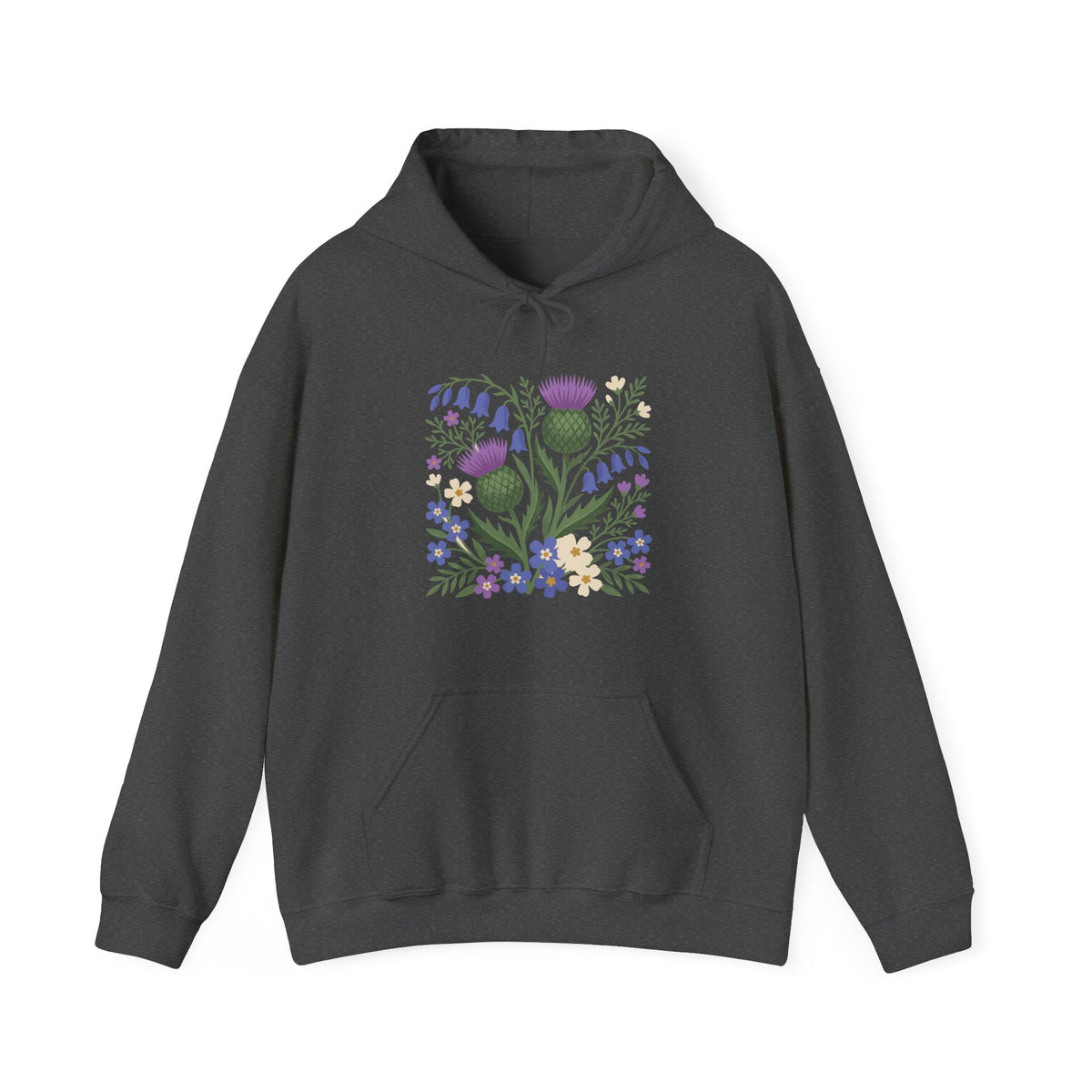 Scottish Thistle Floral Folk Art Bluebells Hoodie