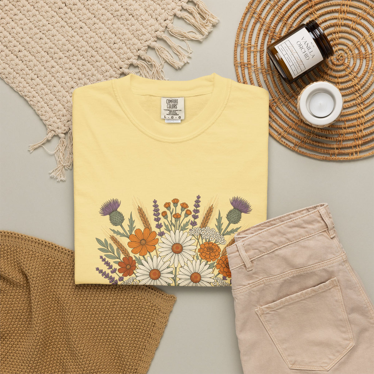 Fall Wildflower Bouquet Daisies and Thistles T-Shirt