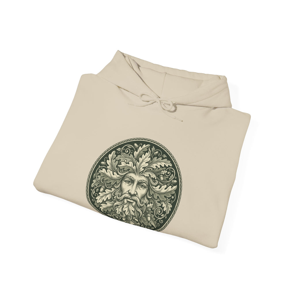 Green Man Oak Leaf and Acorn Medallion Hoodie