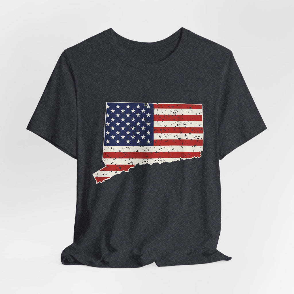 Connecticut American Flag Map T-Shirt
