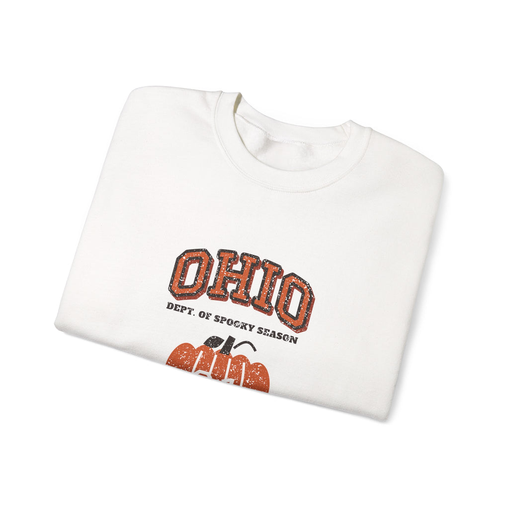 Ohio Dept. of Spooky Season Varsity Crewneck Sweatshirt