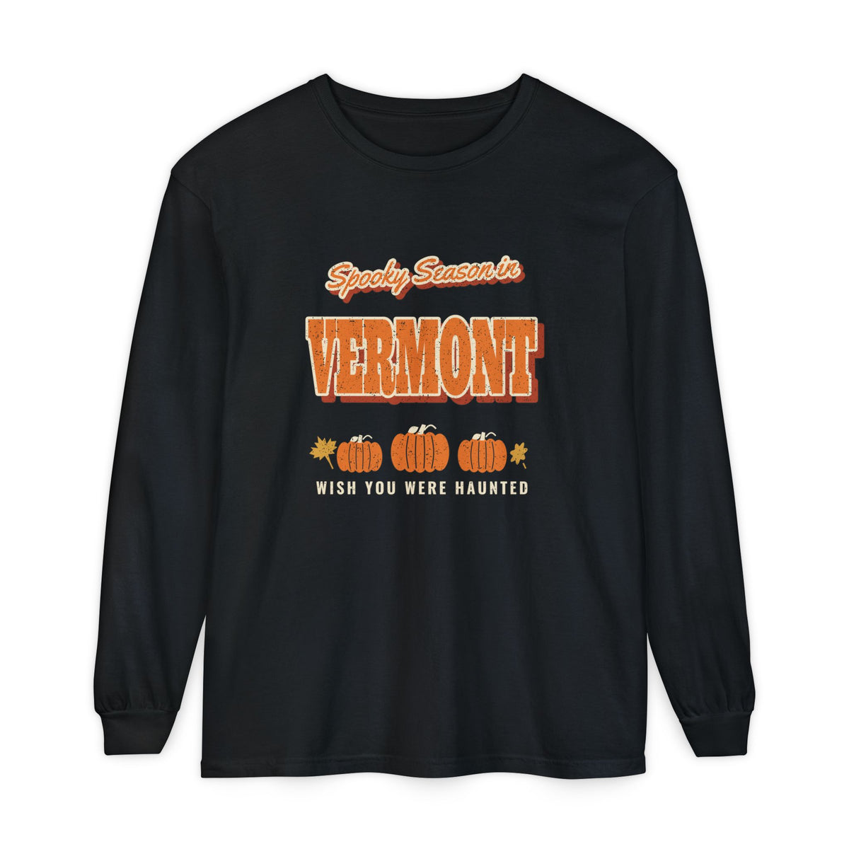 Spooky Season in Vermont Vintage Postcard Long Sleeve Tee