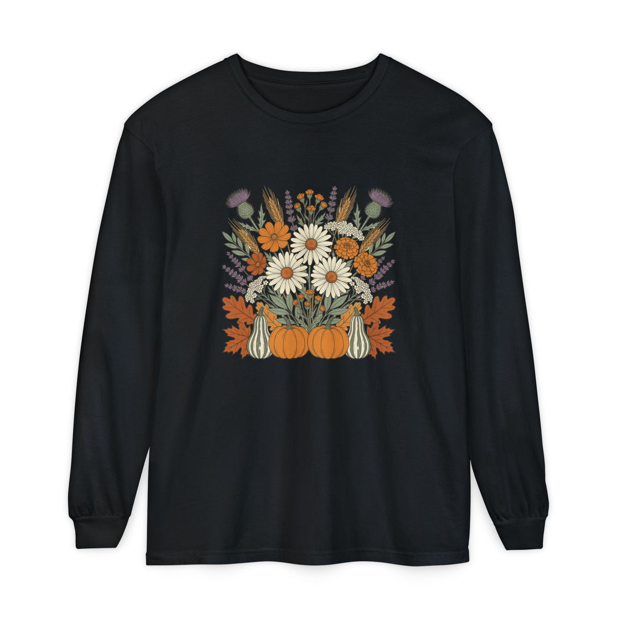 Fall Wildflower Bouquet Daisies and Thistles Long Sleeve Tee