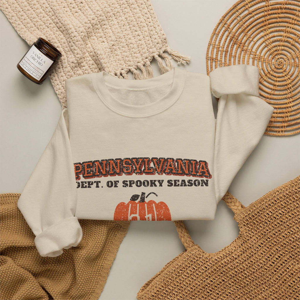 Pennsylvania Dept. of Spooky Season Varsity Crewneck Sweatshirt