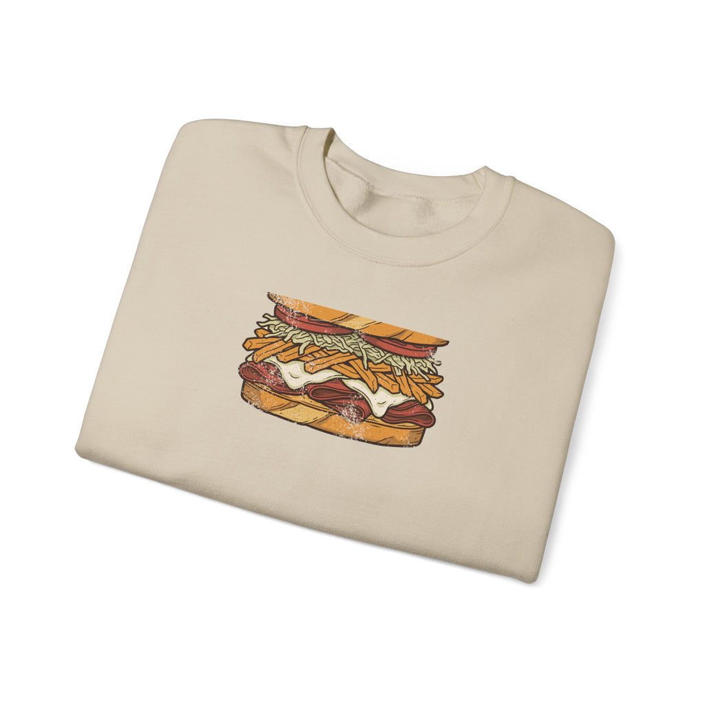 Pittsburgh Fries and Slaw Sandwich Food Illustration Crewneck Sweatshirt