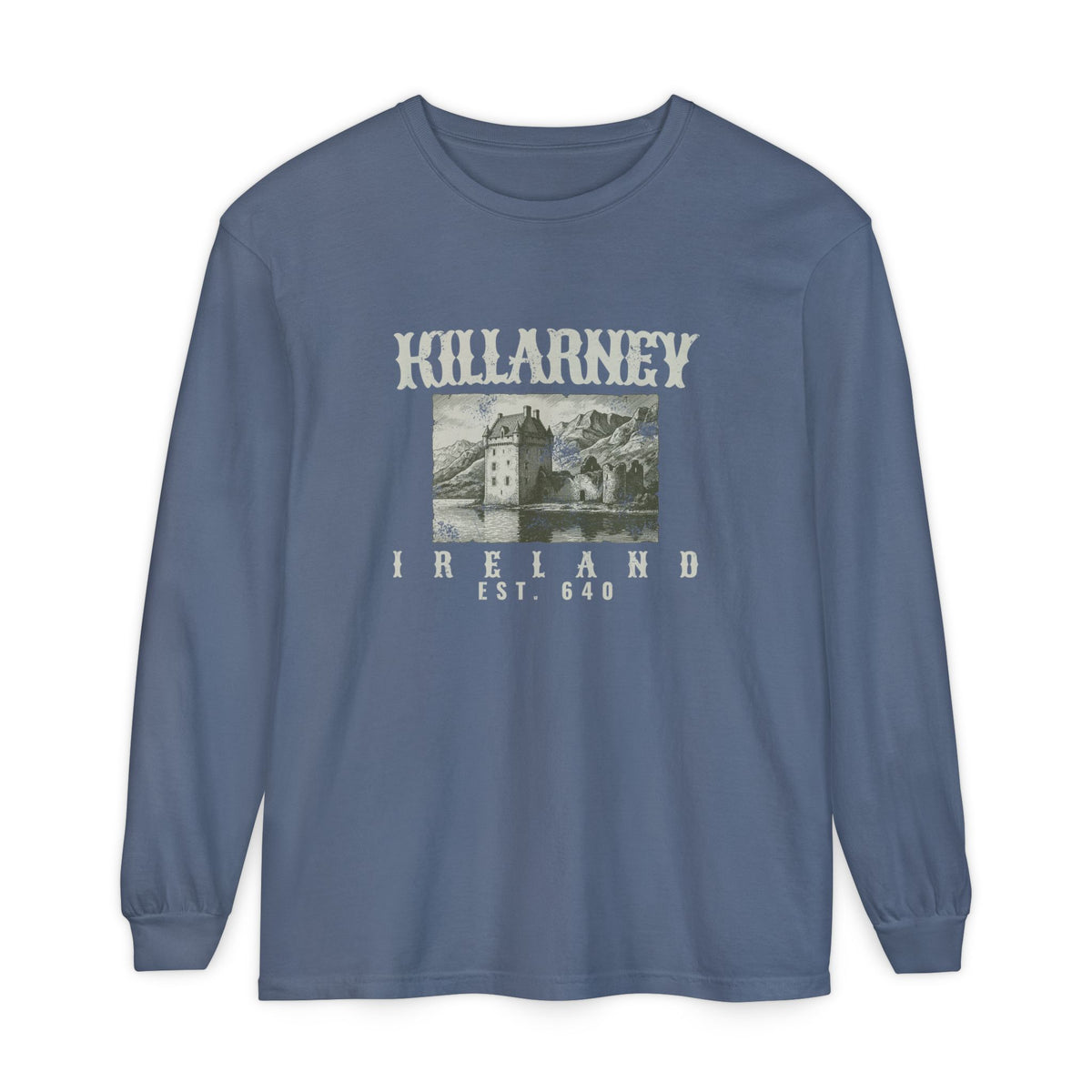 Killarney Ireland Est 640 Lakeside Castle Long Sleeve Tee