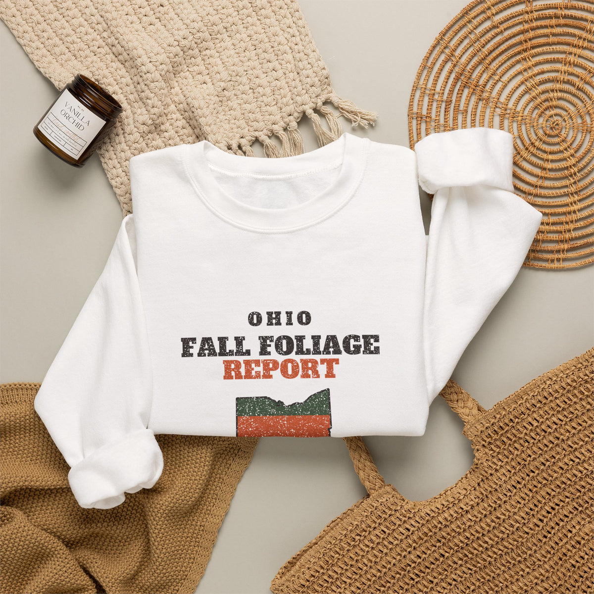 Ohio Fall Foliage Report Map Crewneck Sweatshirt