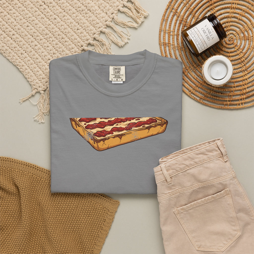 Detroit Style Pizza Retro Food Illustration T-Shirt