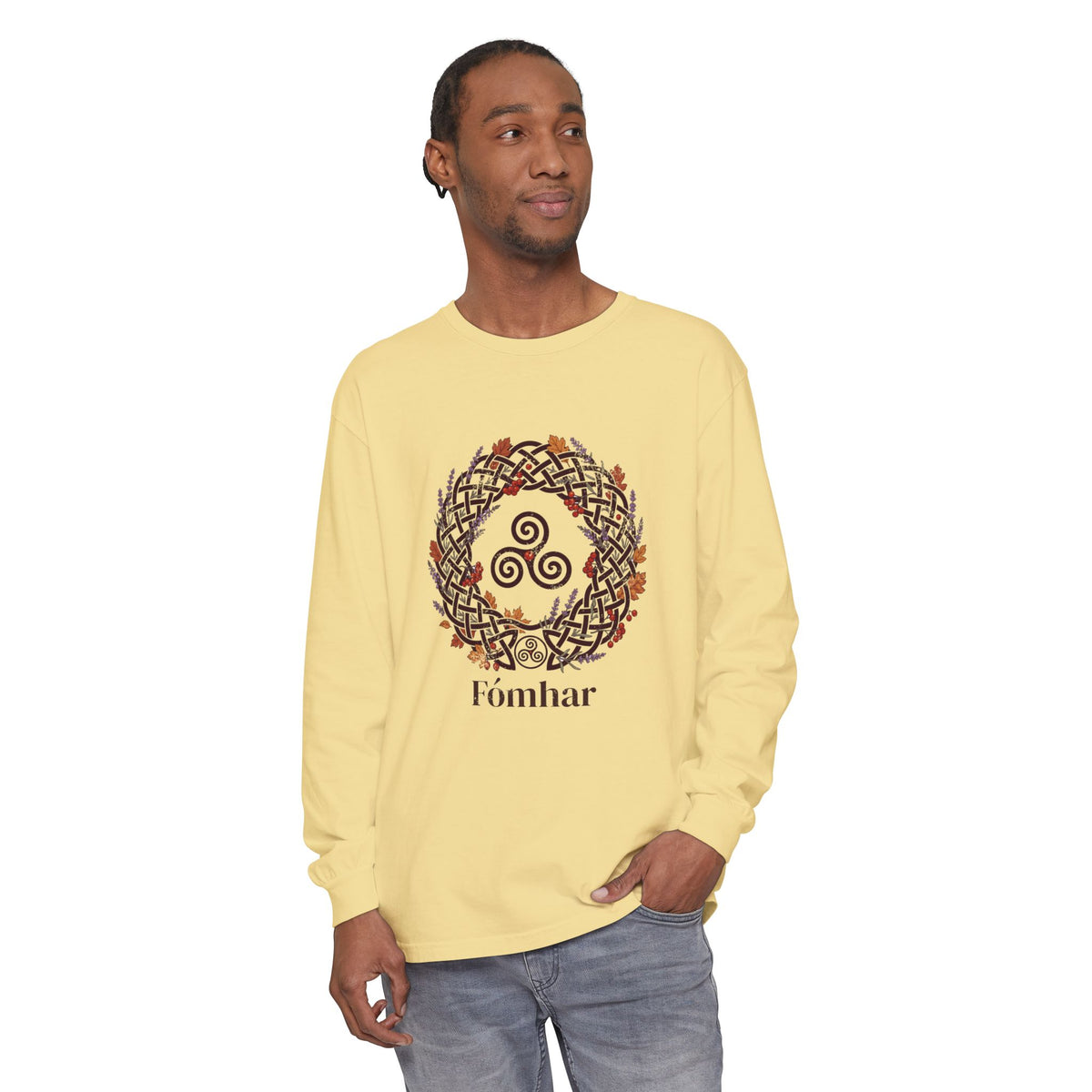 Fómhar Celtic Triskele Autumn Wreath Long Sleeve Tee