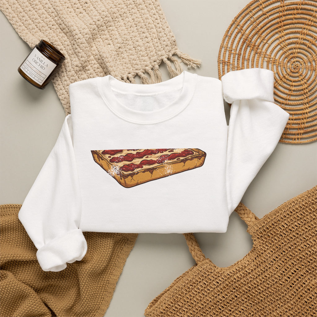 Detroit Style Pizza Retro Food Illustration Crewneck Sweatshirt
