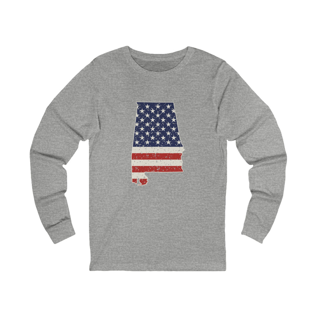 Alabama American Flag Map Long Sleeve Tee