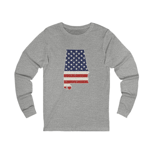 Alabama American Flag Map Long Sleeve Tee