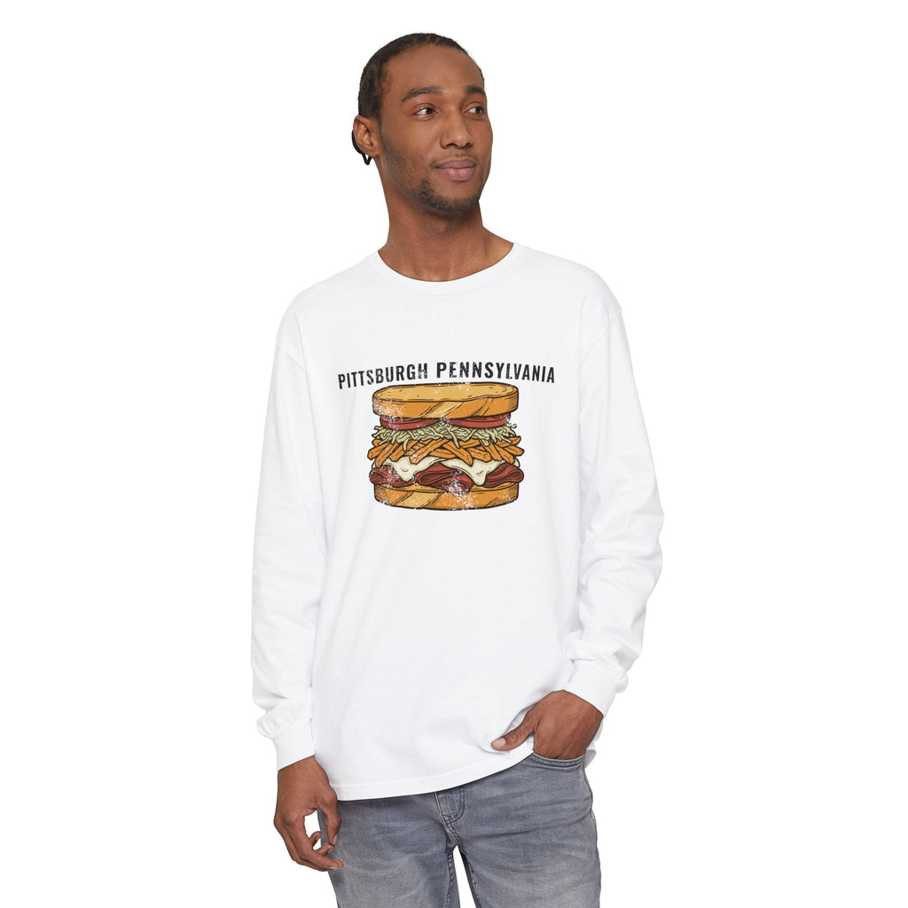 Pittsburgh Fries and Slaw Sandwich Food Illustration Long Sleeve Tee