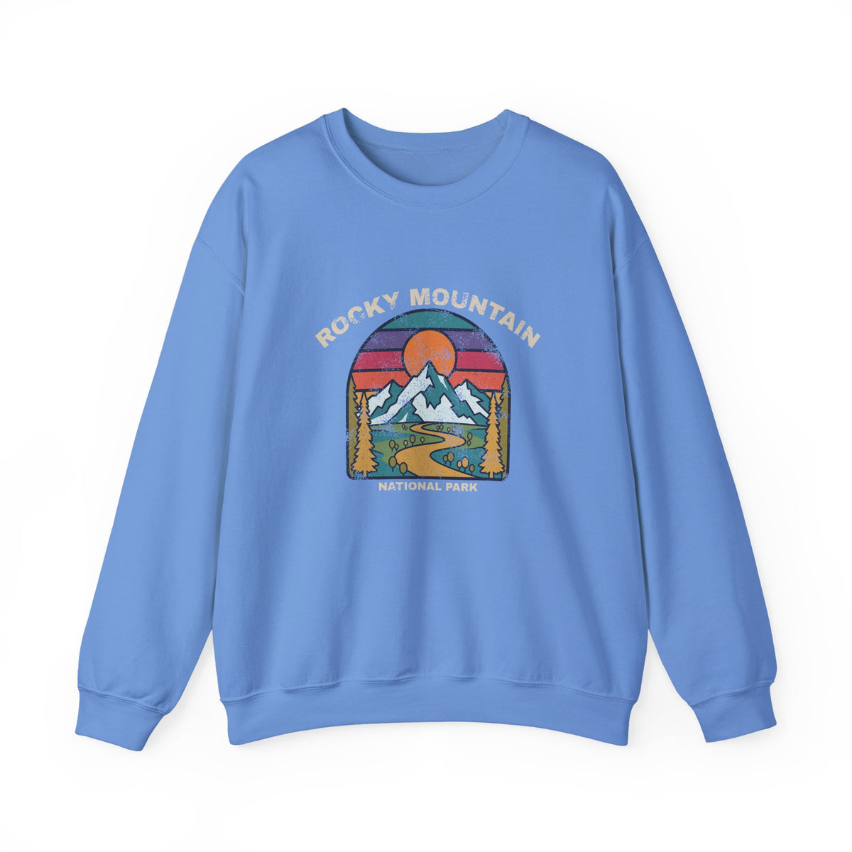 Rocky Mountain National Park Retro Sunset Crewneck Sweatshirt
