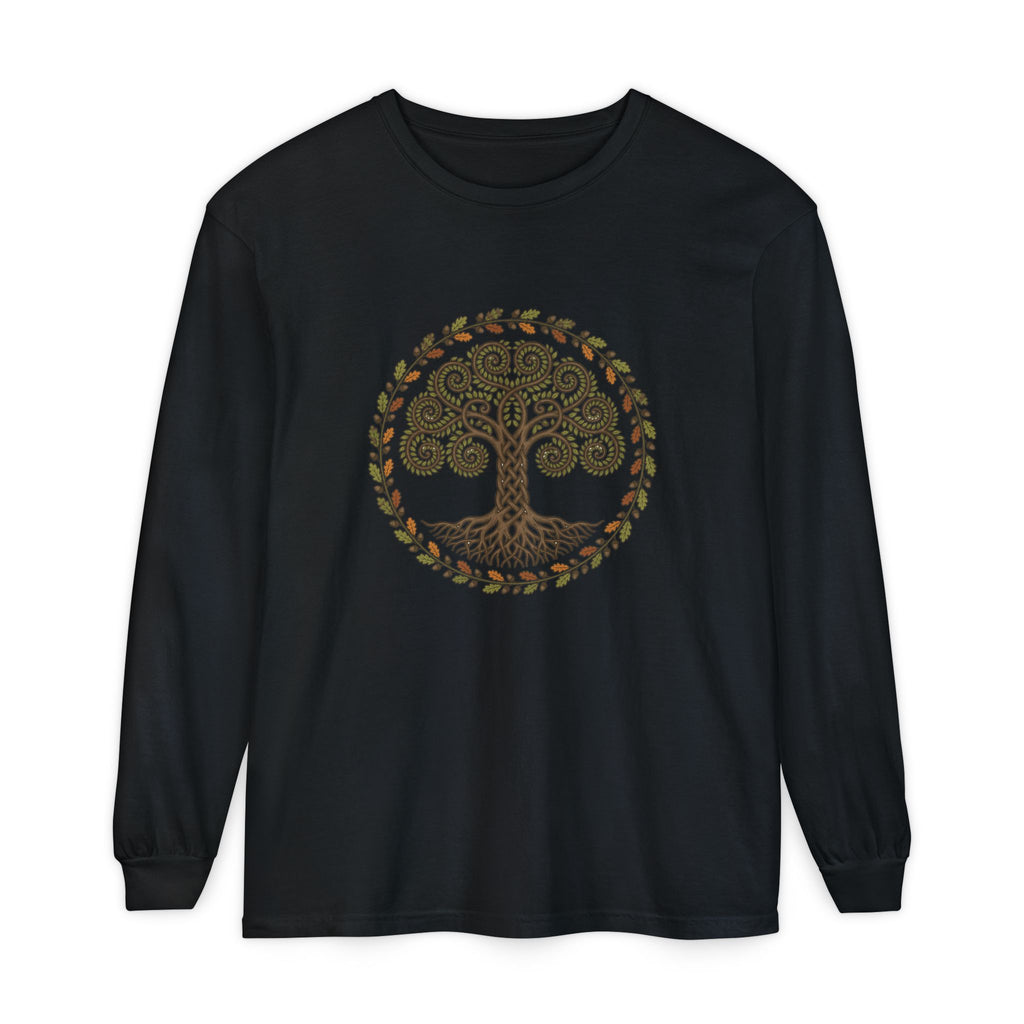 Celtic Tree of Life Autumn Oak Wreath Long Sleeve Tee