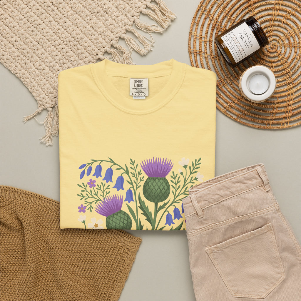 Scottish Thistle Floral Folk Art Bluebells T-Shirt
