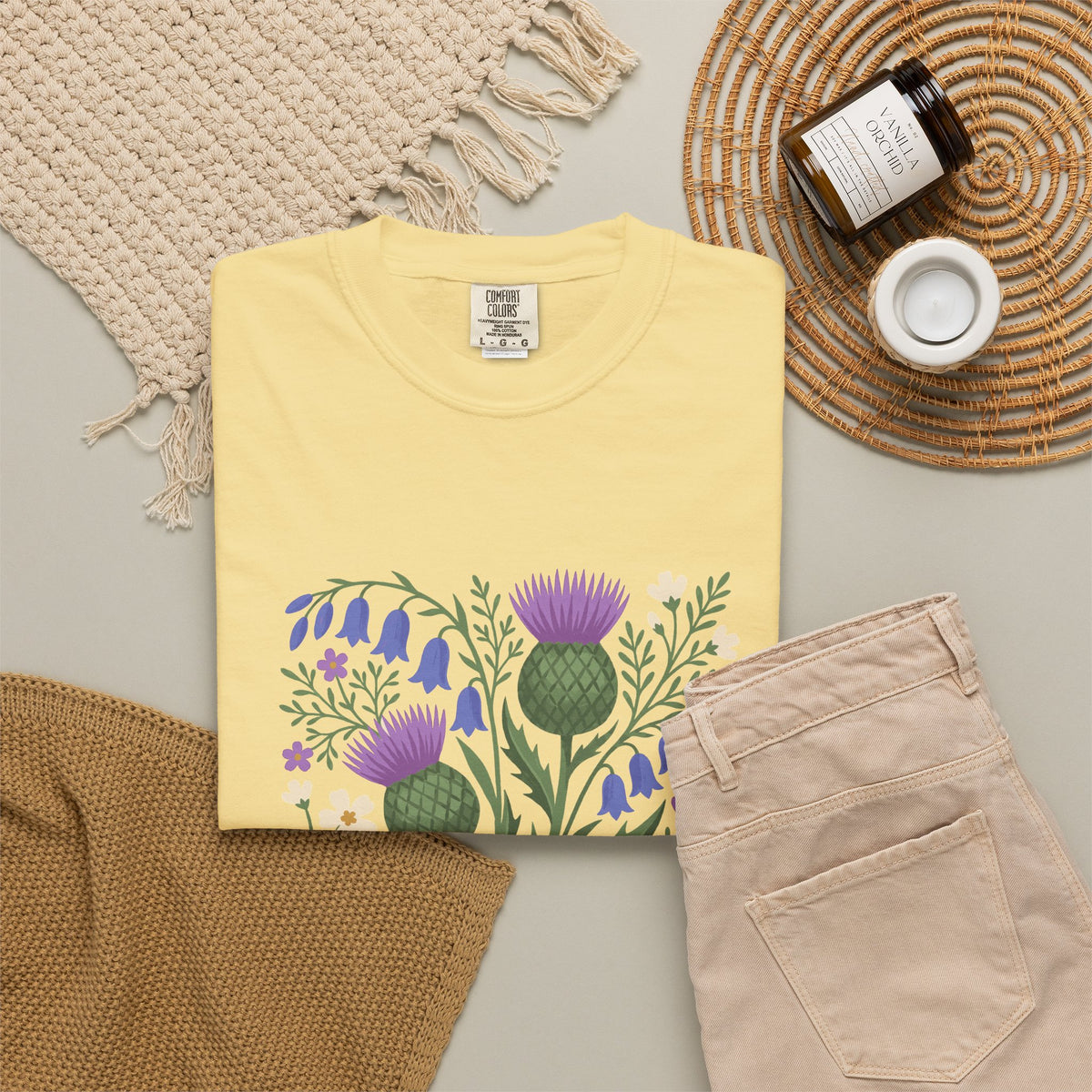 Scottish Thistle Floral Folk Art Bluebells T-Shirt