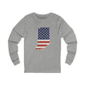 Indiana American Flag Map Long Sleeve Tee