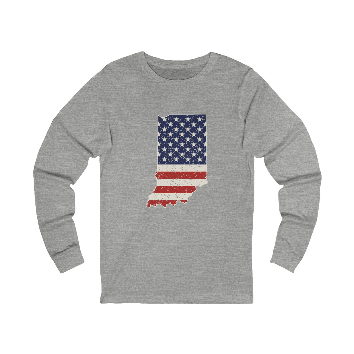Indiana American Flag Map Long Sleeve Tee