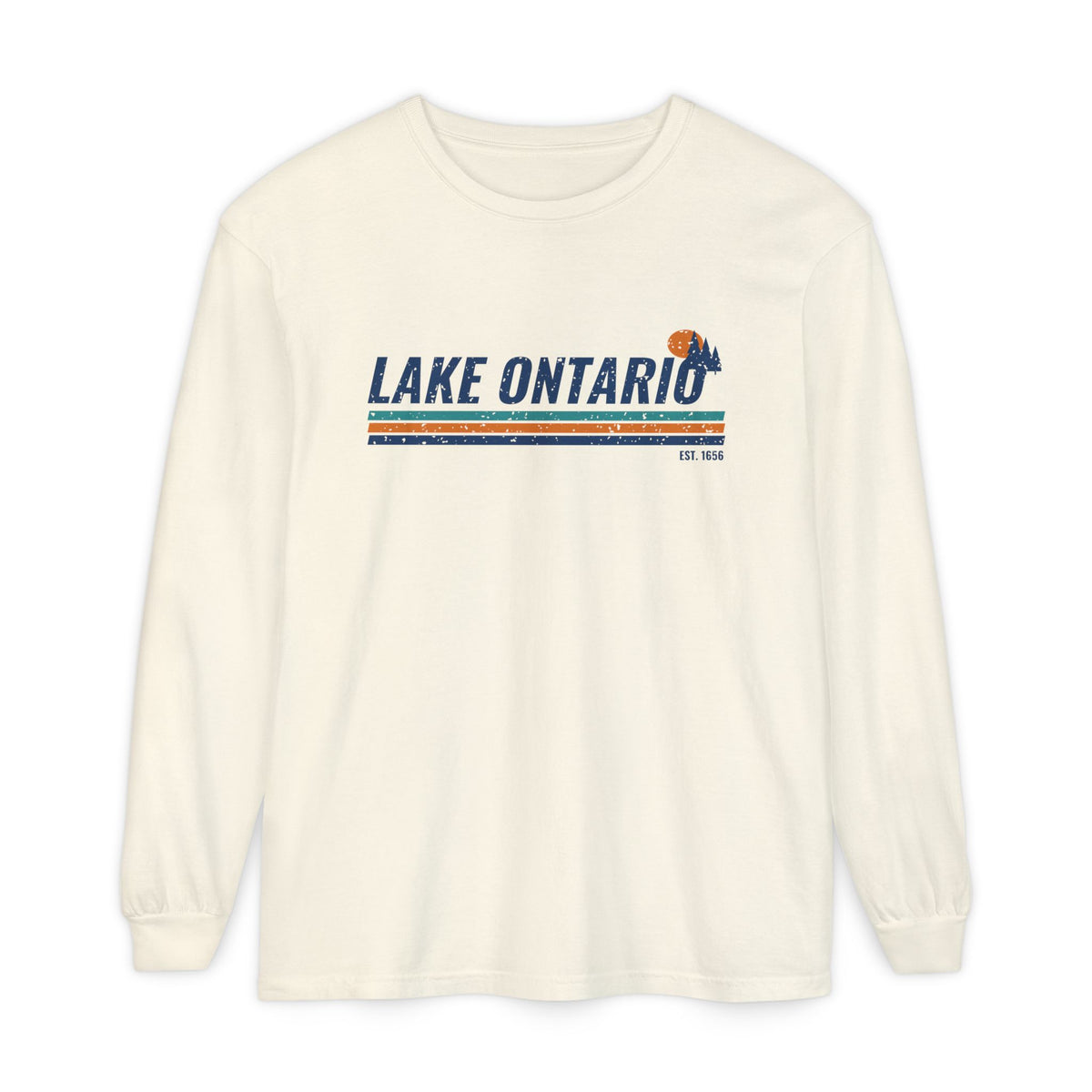Lake Ontario Est 1656 Retro Stripe Long Sleeve Tee