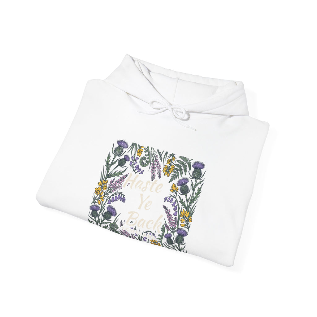 Haste Ye Back Scotland Thistle Wildflowers Hoodie