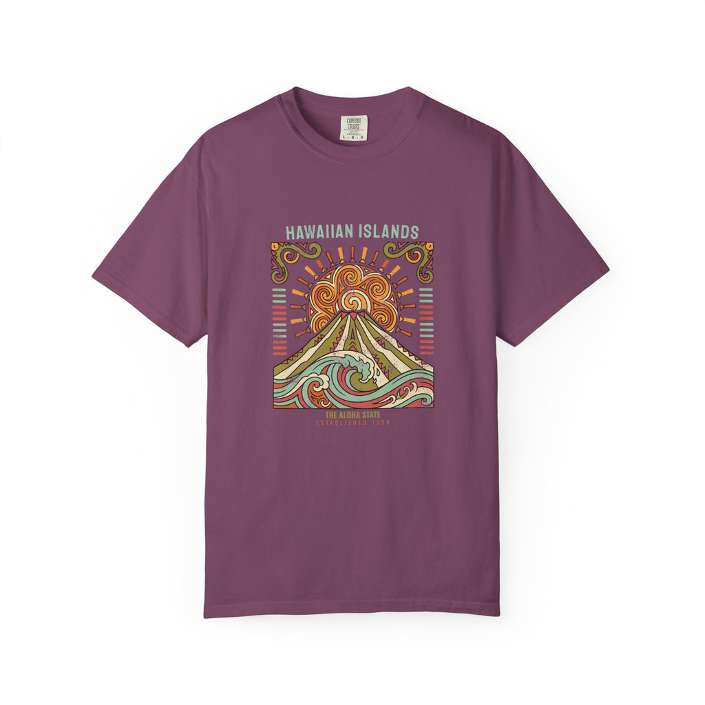 Aloha State Volcano Tattoo Sunrise Wave T-Shirt