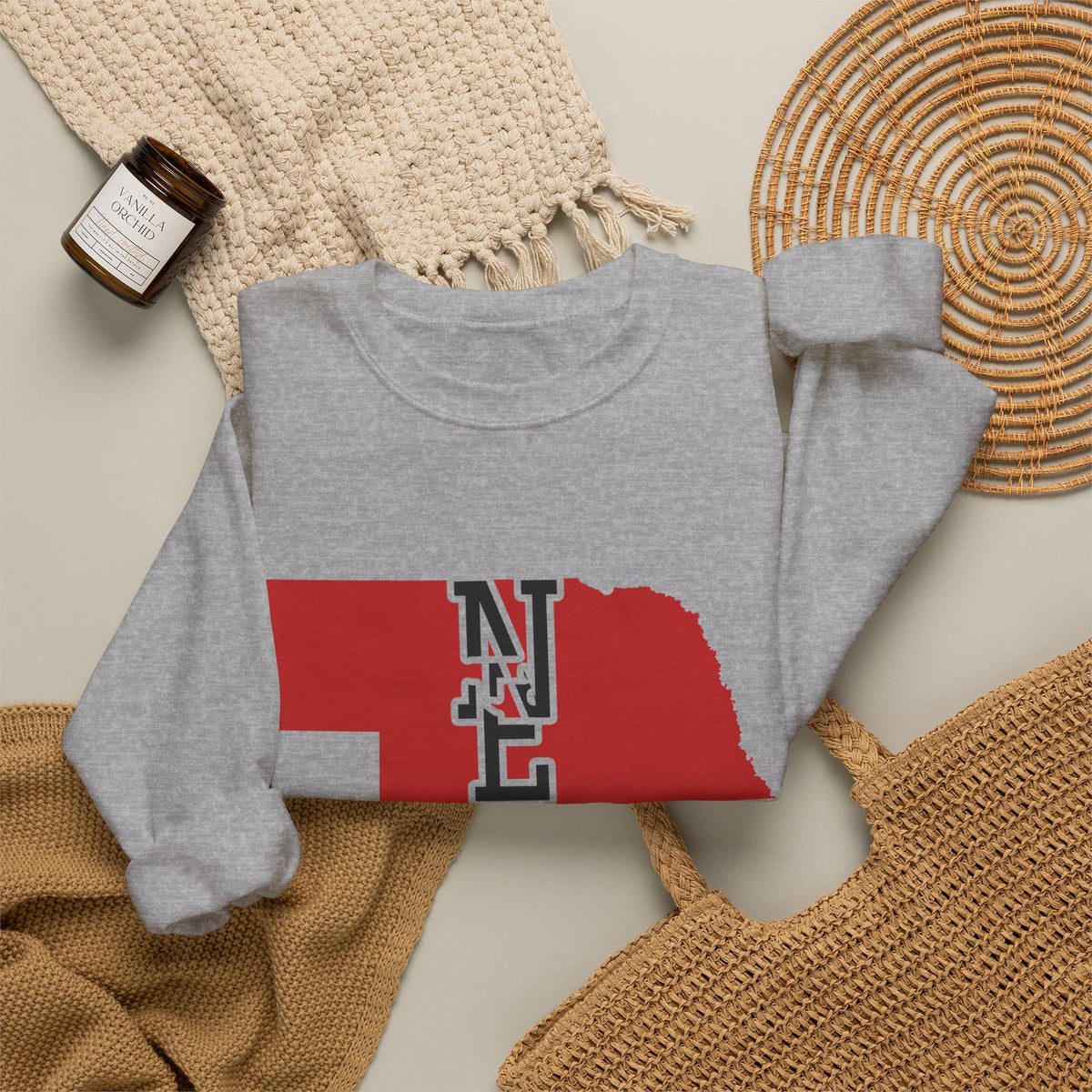 Nebraska Varsity Monogram Map Crewneck Sweatshirt