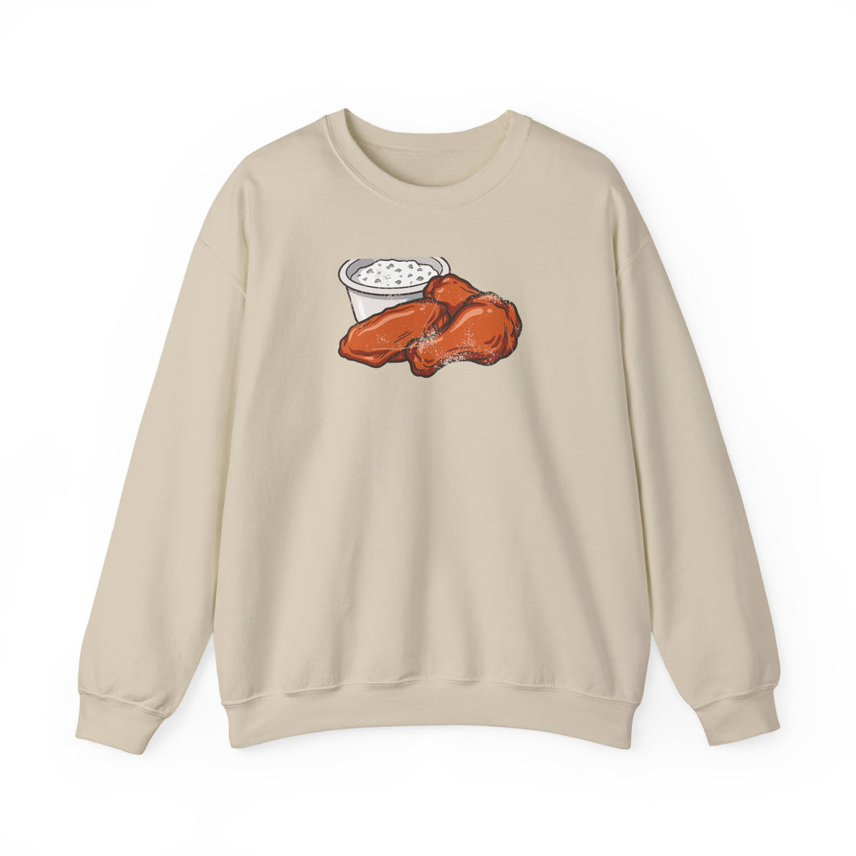 Buffalo Wings Blue Cheese Retro Food Illustration Crewneck Sweatshirt