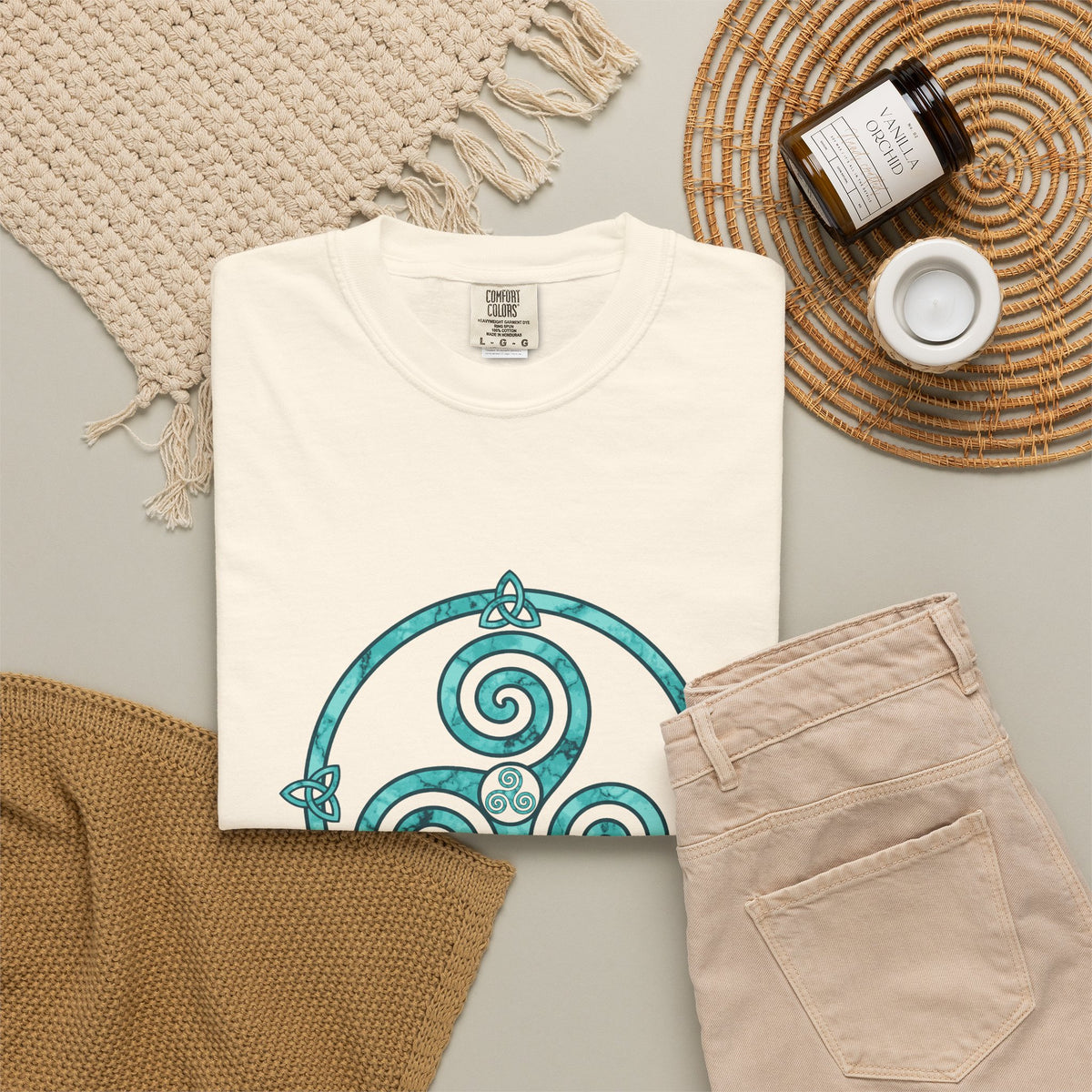 Celtic Triskele Spiral Trinity Knot Turquoise T-Shirt