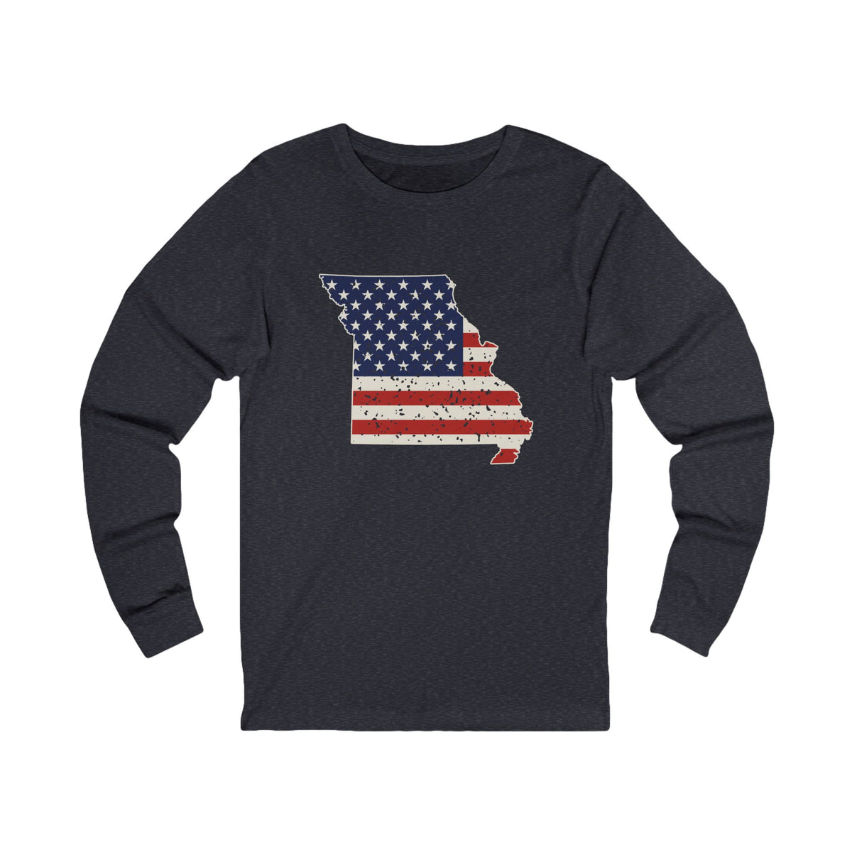 Missouri American Flag Map Long Sleeve Tee