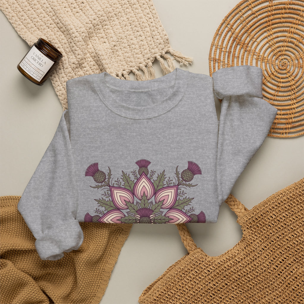 Scottish Thistle Mandala Botanical Crewneck Sweatshirt