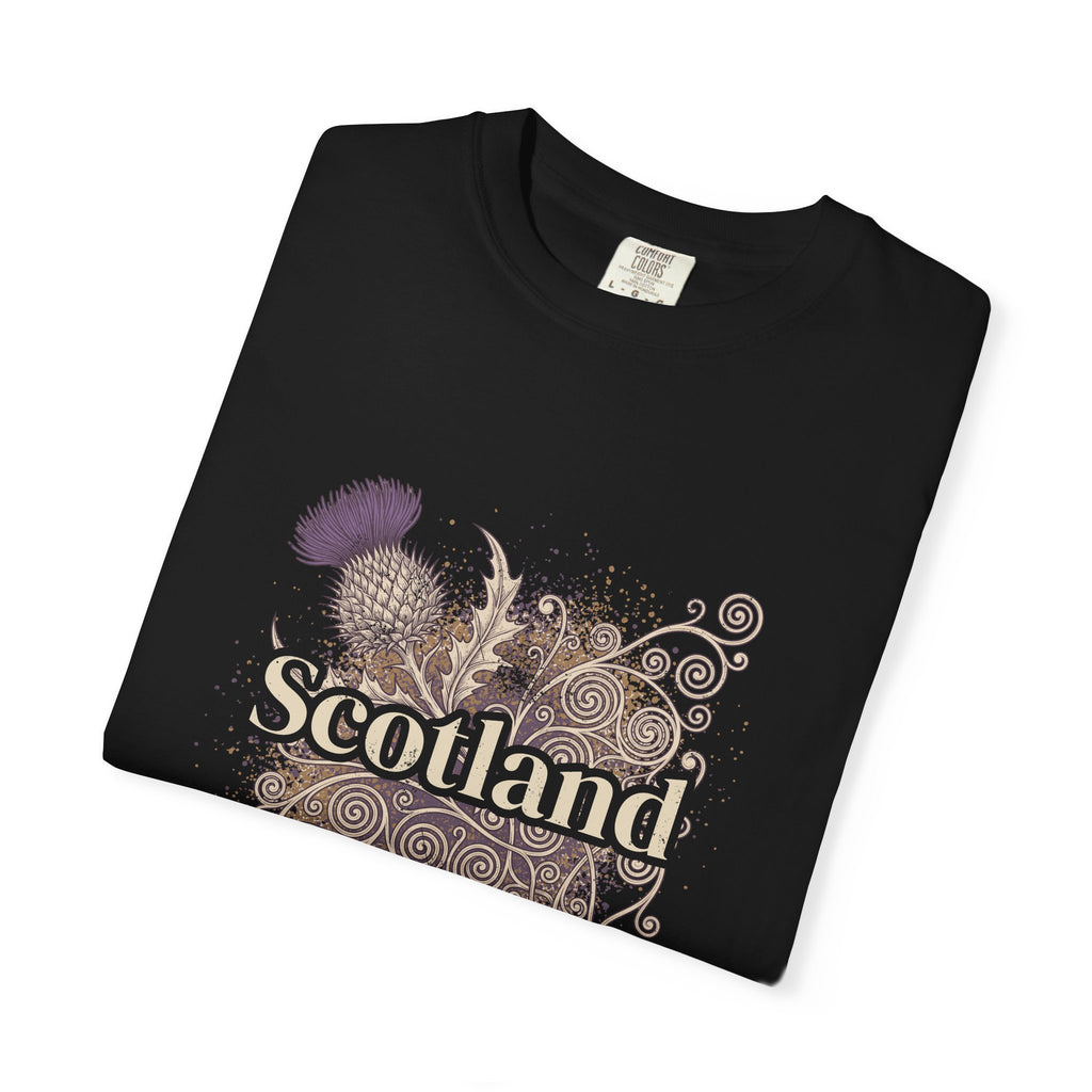 Scotland Thistle Celtic Scroll Paint Splatter T-Shirt