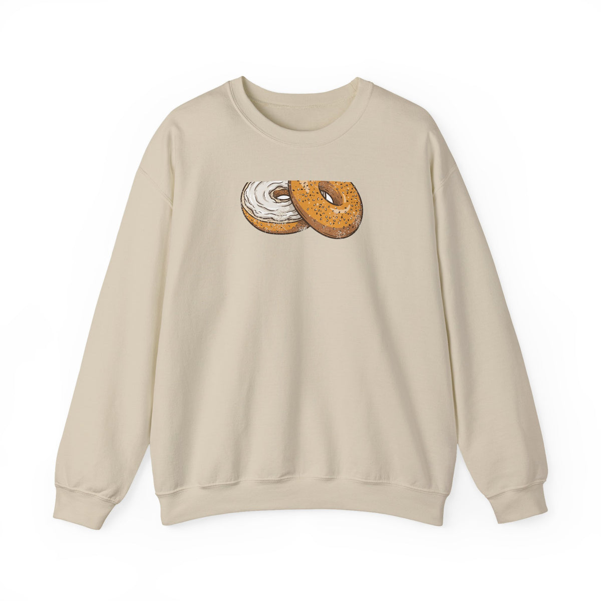 New York Everything Bagel Retro Food Illustration Crewneck Sweatshirt