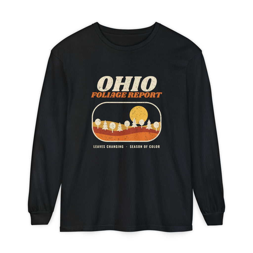 Ohio Foliage Report Retro Landscape Long Sleeve Tee