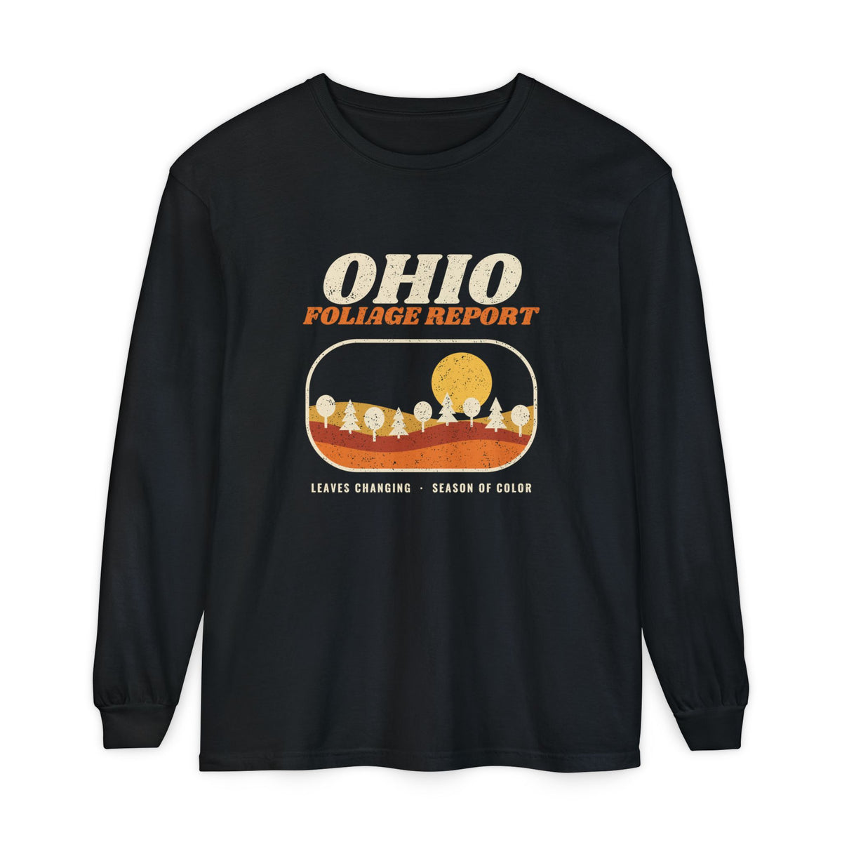 Ohio Foliage Report Retro Landscape Long Sleeve Tee
