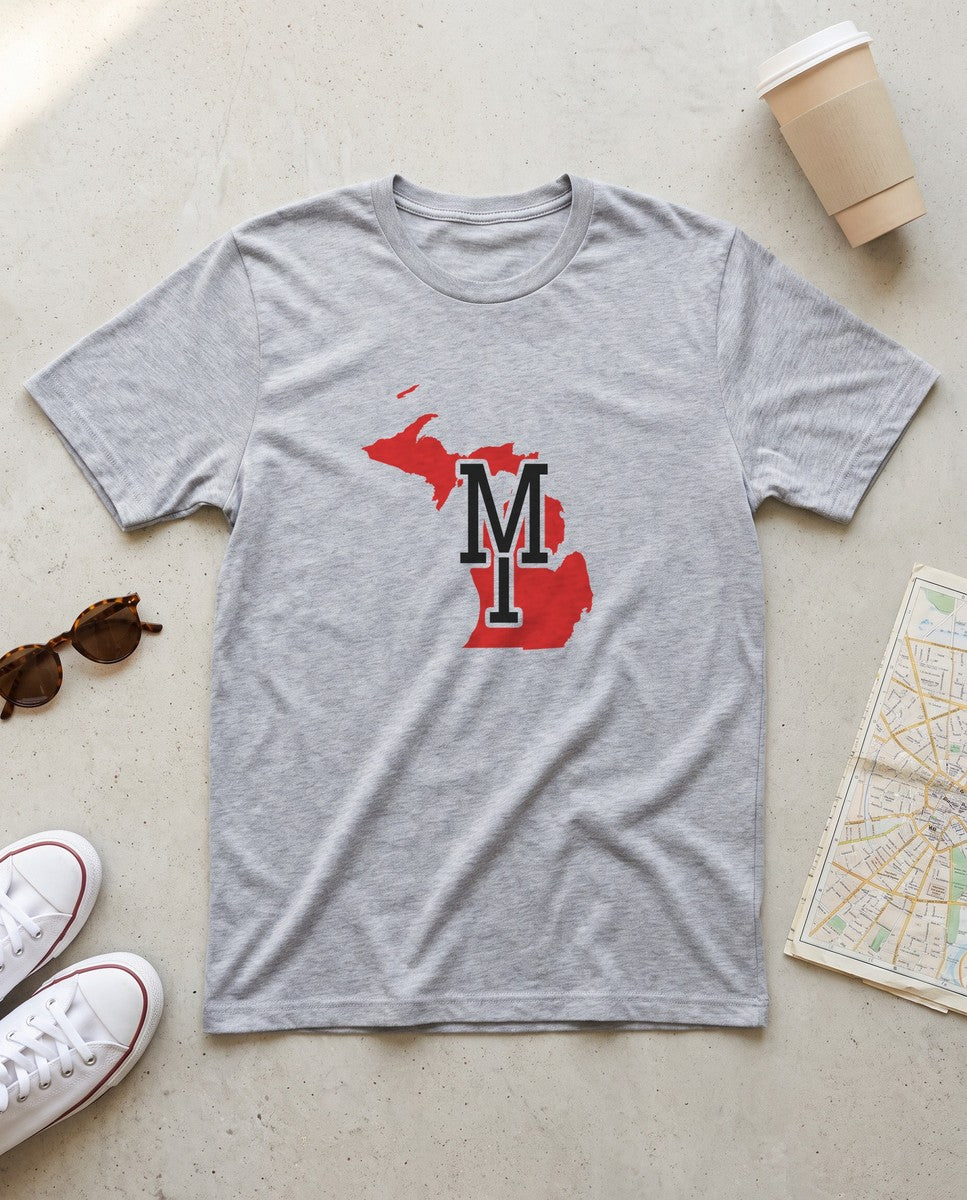Michigan Varsity Monogram Map T-Shirt (photo)