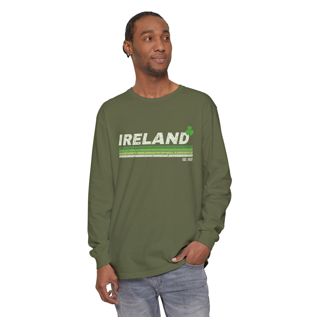 Ireland Est 1937 Retro Stripes Long Sleeve Tee