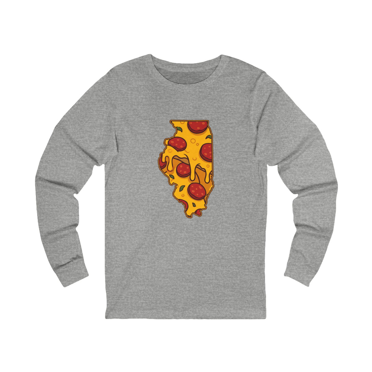 Illinois Pizza Map Long Sleeve Tee