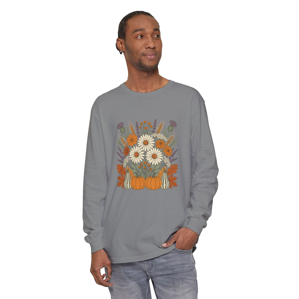 Fall Wildflower Bouquet Daisies and Thistles Long Sleeve Tee