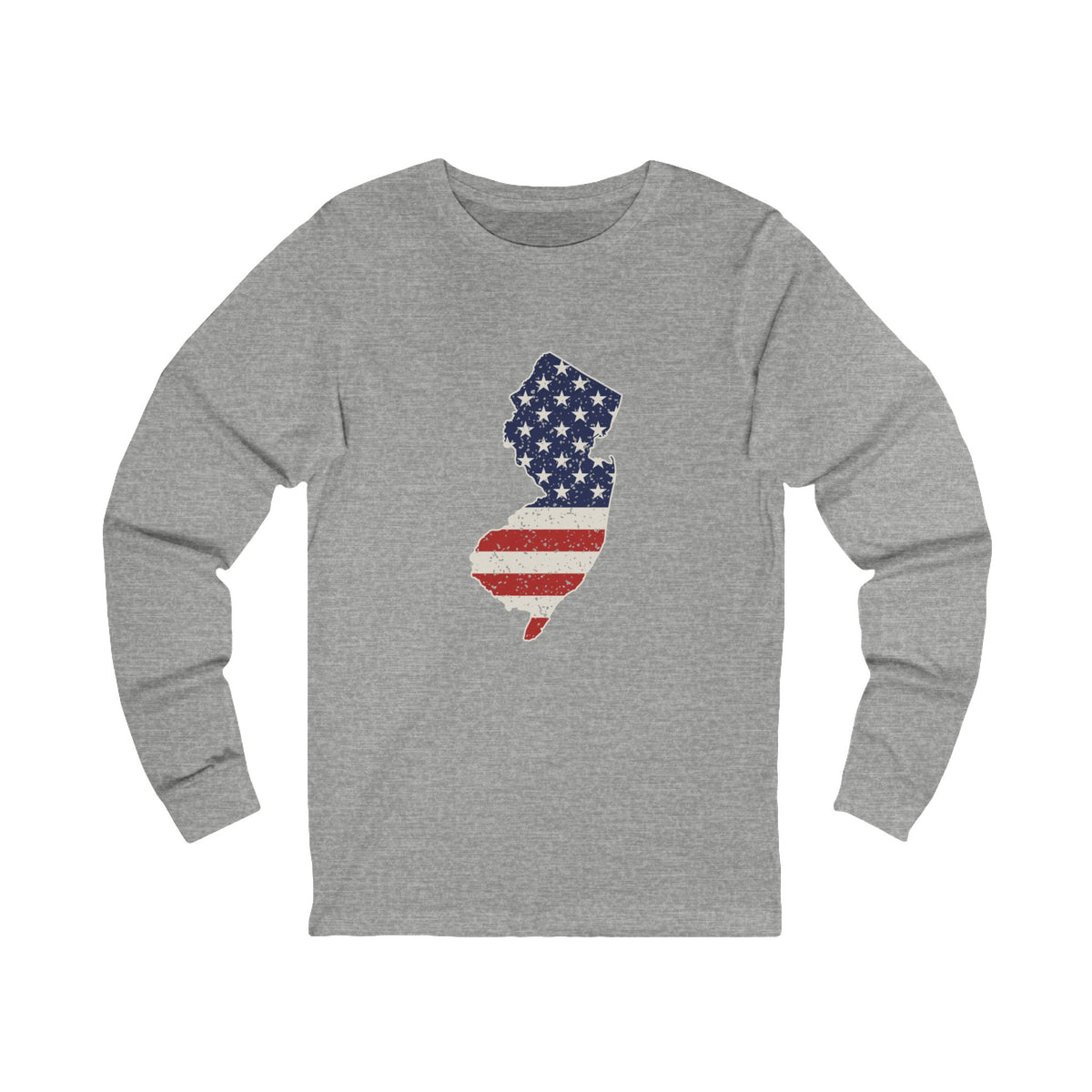 New Jersey American Flag Map Long Sleeve Tee