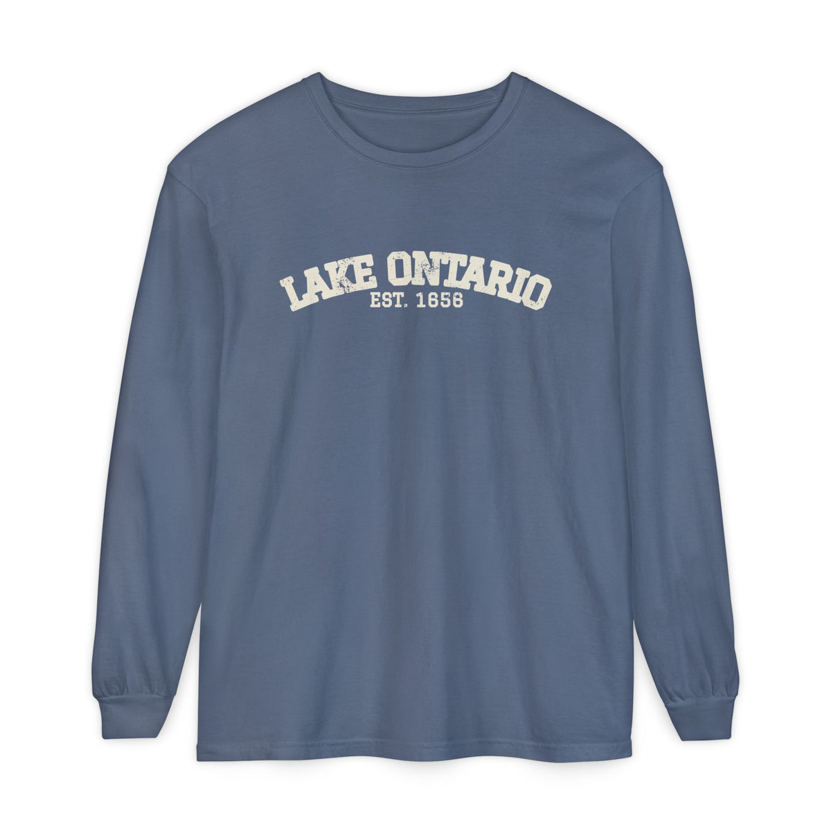 Lake Ontario Est 1656 Retro Varsity Long Sleeve Tee