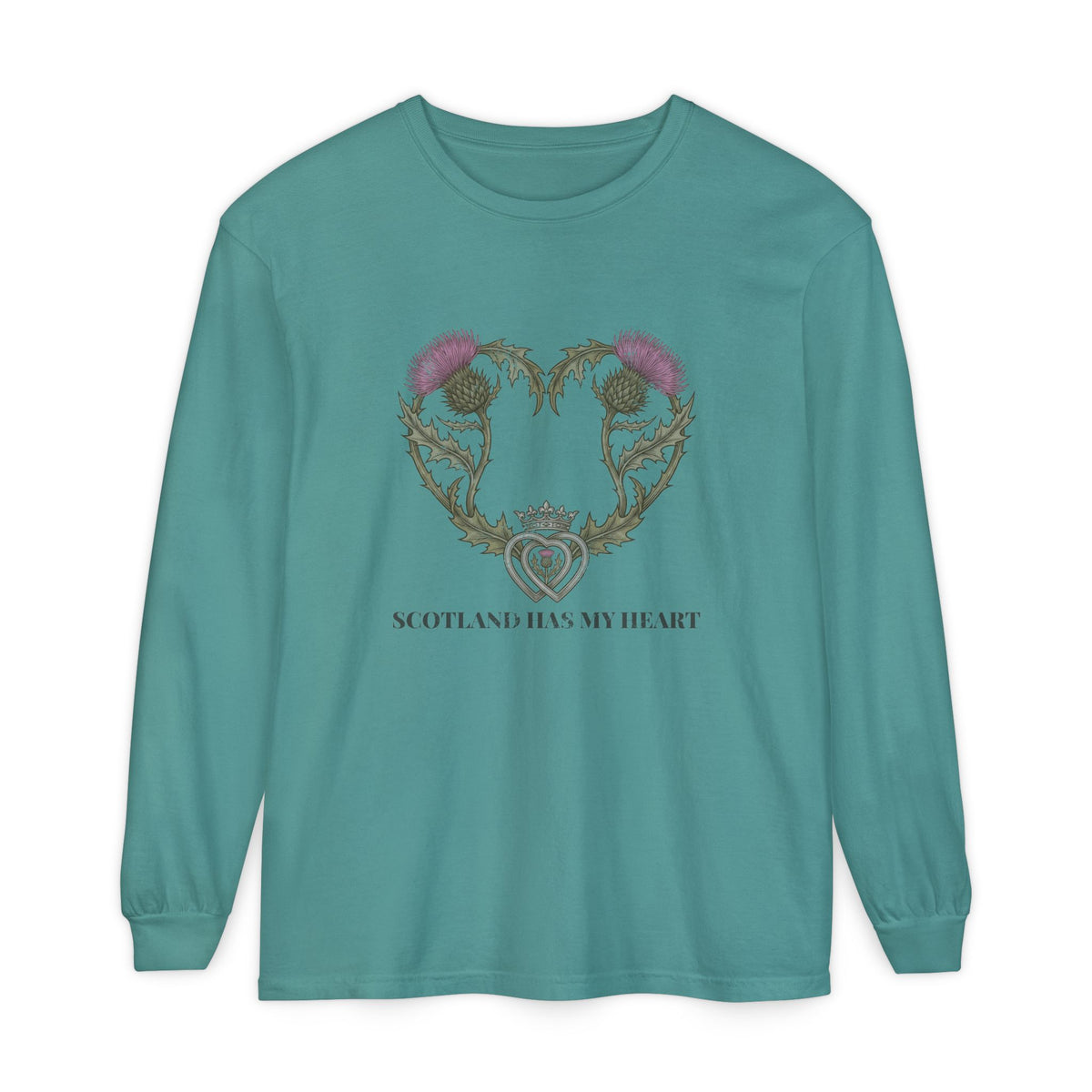 Scotland Has My Heart Purple Thistles Long Sleeve Tee