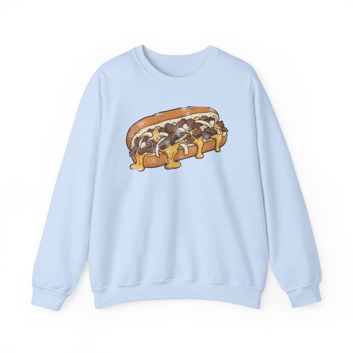 Philly Cheesesteak Retro Food Illustration Crewneck Sweatshirt