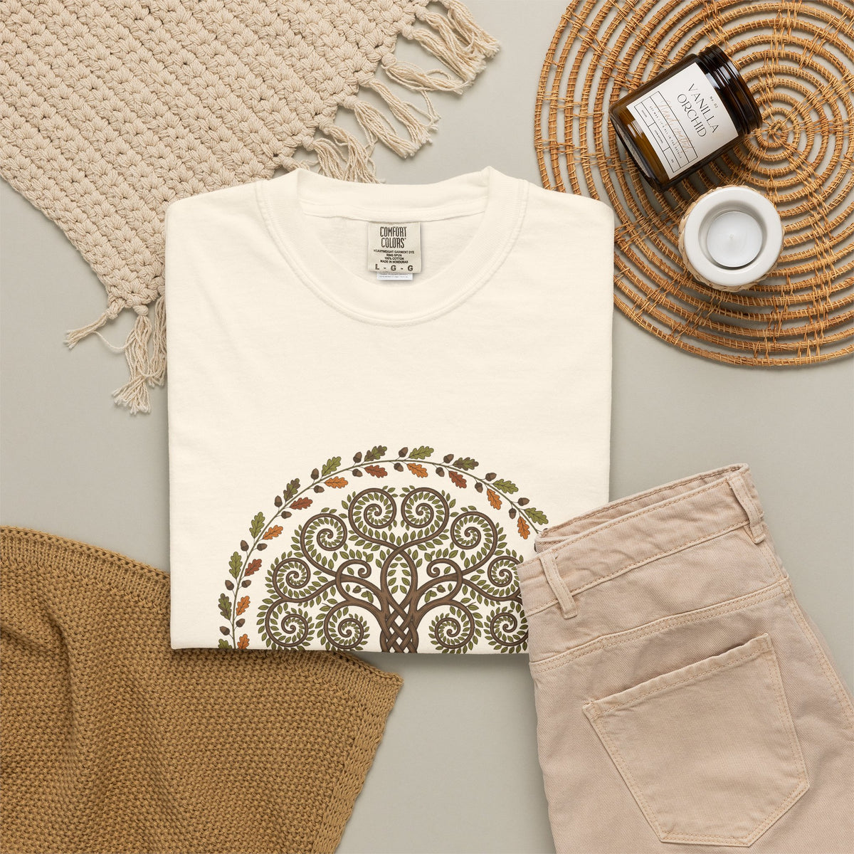 Celtic Tree of Life Autumn Oak Wreath T-Shirt