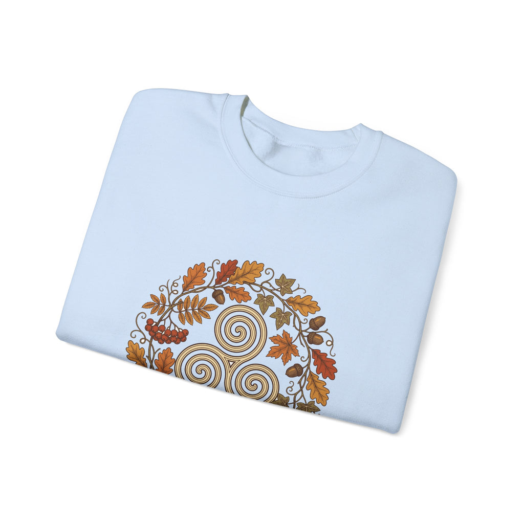 Celtic Autumn Spiral Leaf Wreath Crewneck Sweatshirt