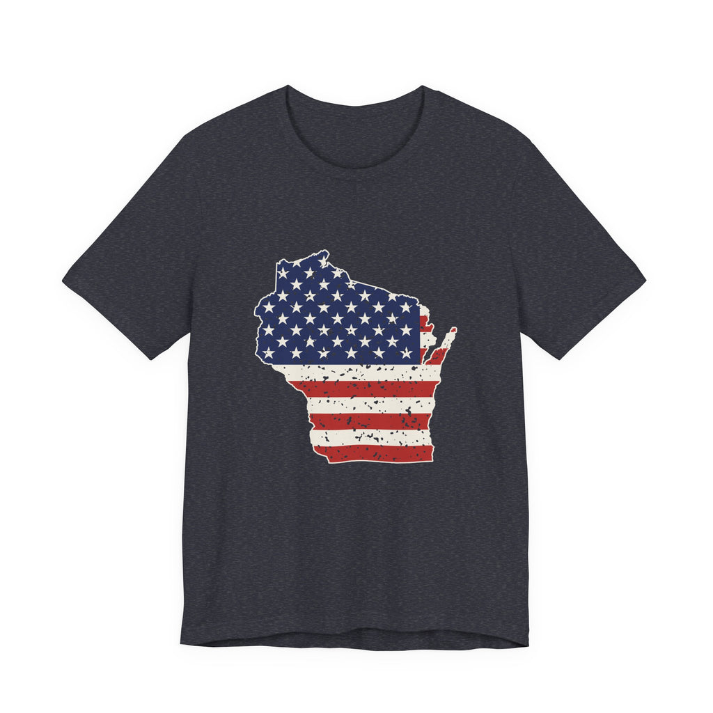 Wisconsin American Flag Map T-Shirt
